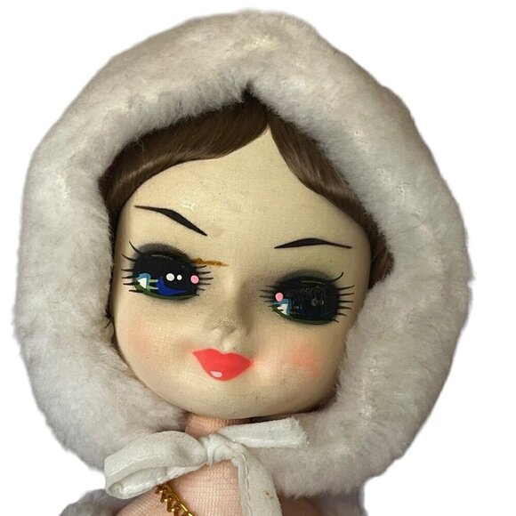 Artmark 1977 Boudoir 15" Big Eyes Christmas Doll Red Dress Victorian Vtg Korea - Picture 3 of 16